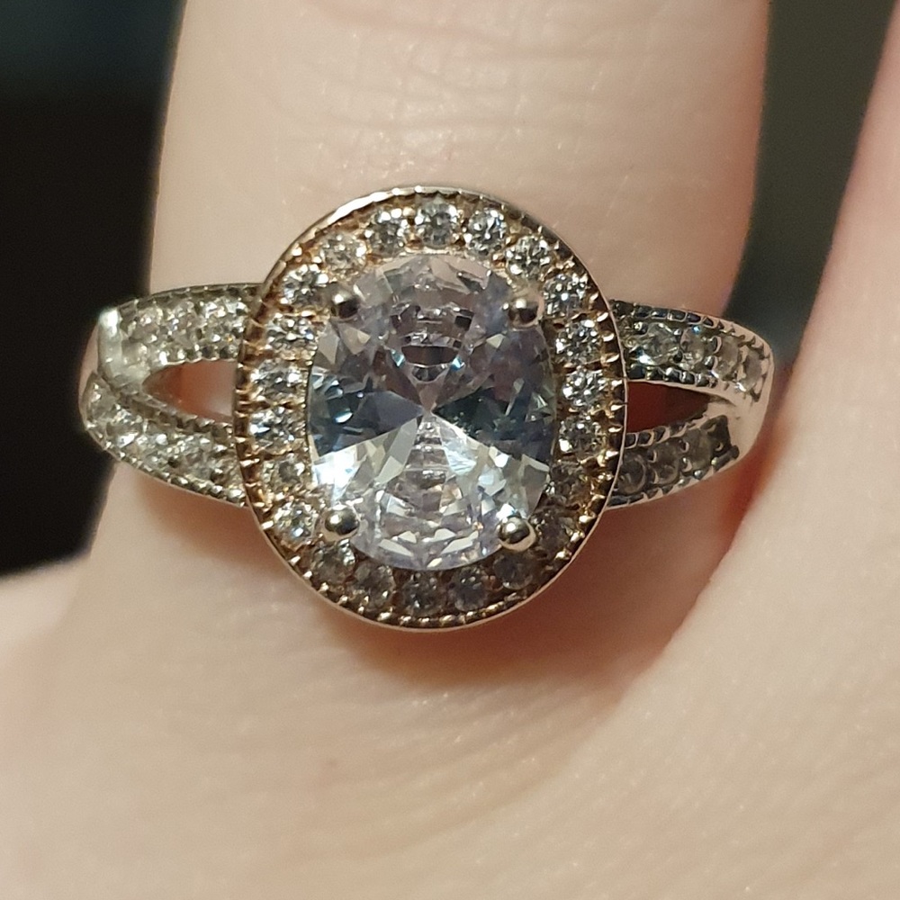 Sterling Silver/ Rose Gold Engagement Ring